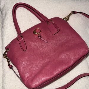 Pink Coach Leather Shoulder Work Bag
